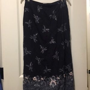 Sag Harbor women two button faux wrap maxi skirt elastic waistband rayon size M
